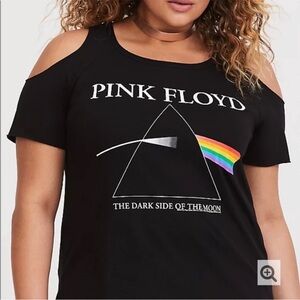 Torrid Size 2 Pink Floyd Dark Side of the Moon Cold Shoulder Top - Black